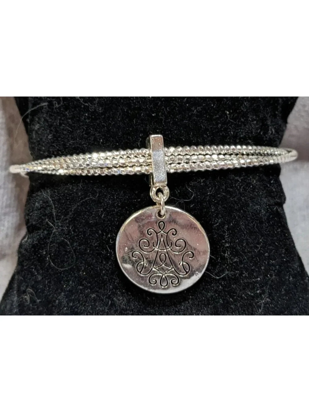 Boho Vintage Avon Lita Scroll Cuff Bracelet Silver Tone Multi Strand Charm Brace